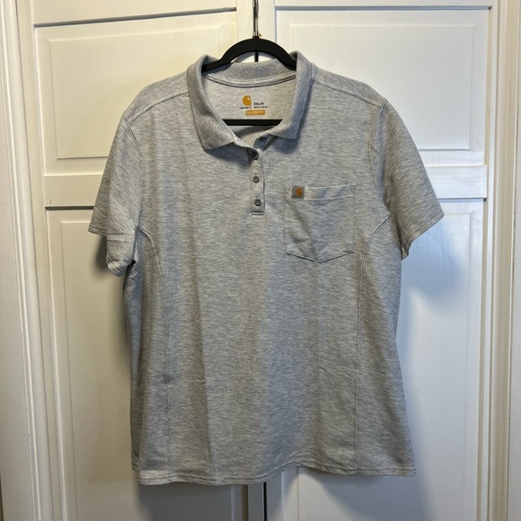 Carhartt Women’s Relaxed Fit Short Sleeve Polo Shirt Size Women’s XXL Color Gray - Picture 1 of 8